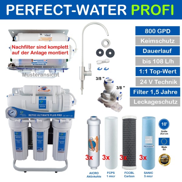 Ultimate PLUS PRO Umkehrosmoseanlage Modell 2023 Profi Ed. 800 GPD frachtfrei