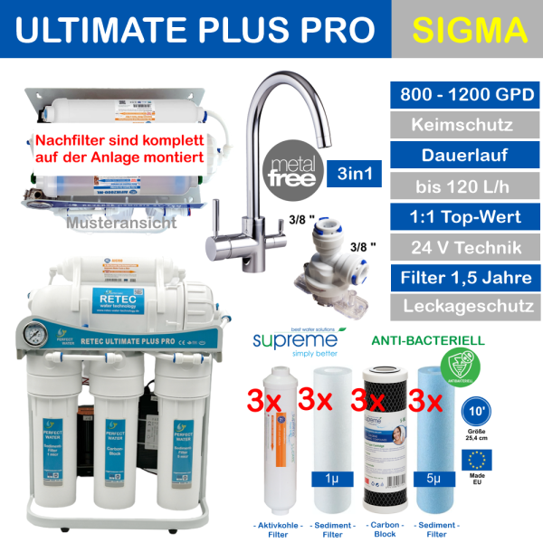 800 GPD Ultimate PLUS PRO SIGMA Osmoseanlage-Wasserfilter
