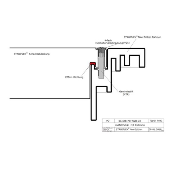 STABIFLEX Abdeckung NewEdition-35kN-PKW Typ1 (mit Griffmulden)inklusive Dichtung