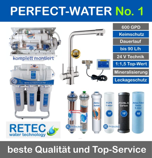 Ultimate PLUS PRO Umkehrosmoseanlage 2022 Perfect-Water No 1 600 GPD