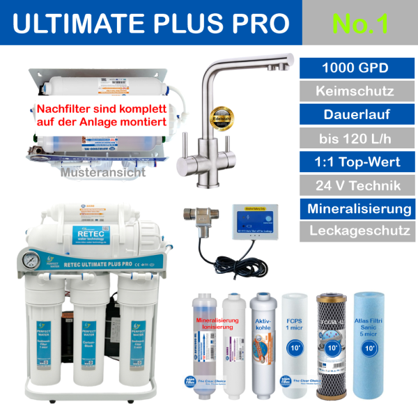 Ultimate PLUS PRO No.1 1000 GPD PURO Osmoseanlage-Wasserfilter