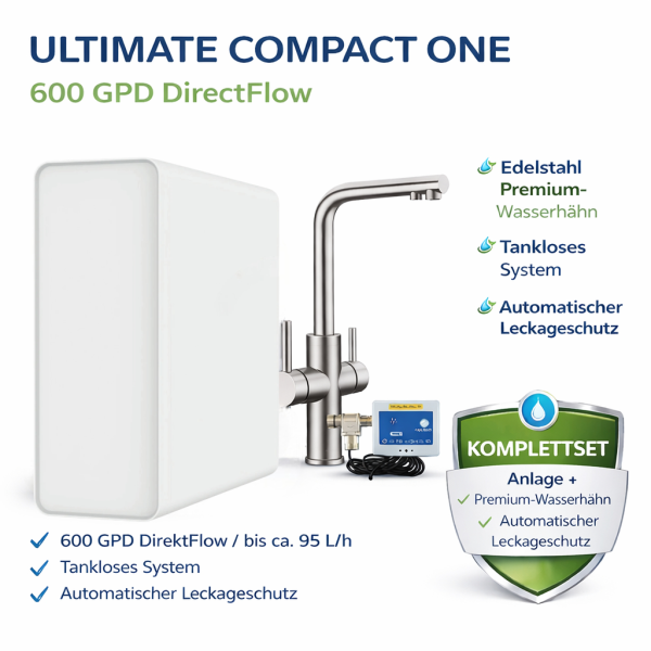 Ultimate Compact One Komplettset Osmoseanlage + Wasserhahn/Leckageschutz