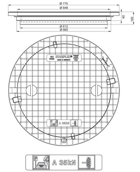 STABIFLEX Abdeckung NewEdition-35kN-PKW Typ1 (mit Griffmulden)inklusive Dichtung