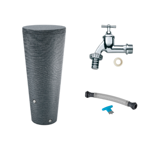 Regentonne Set Style grau Kunststoff 210 Liter Fassungsvermögen Komplettset