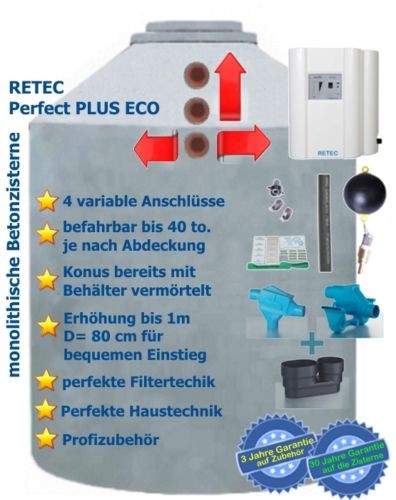 Beton Zisterne Regenwassernutzung Haus 4360 Liter Regenwassersystem