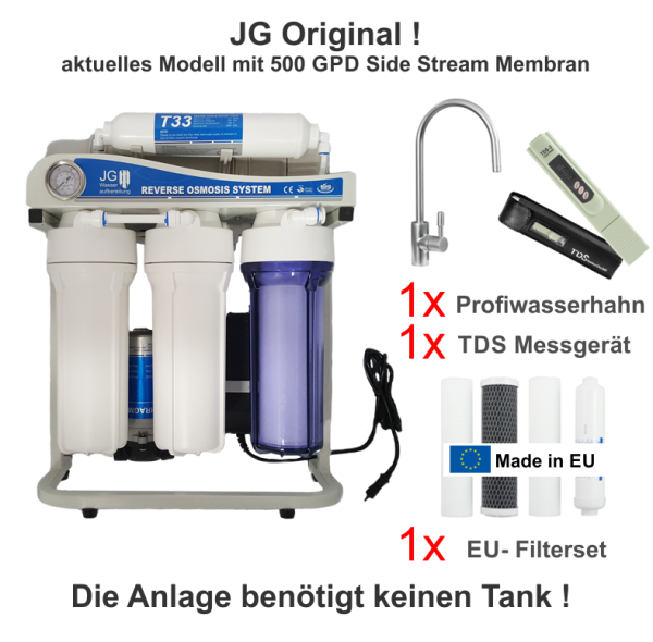 JG Side-Stream PLUS-Edition 500 GPD Umkehrosmoseanlage ohne Tank