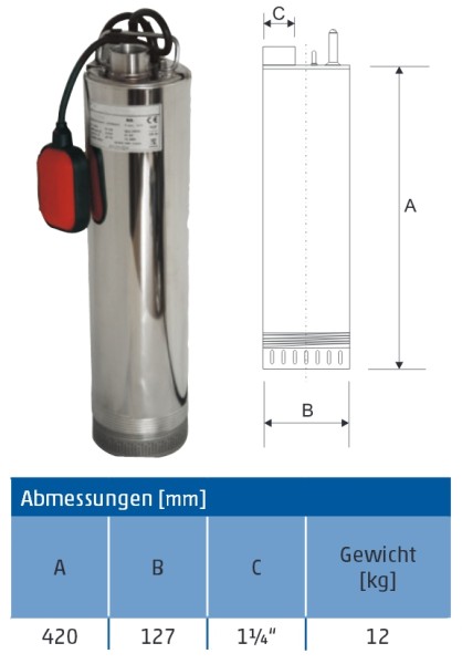 Tauchpumpe ACUA 5-40 A 5 Zoll frachtfrei