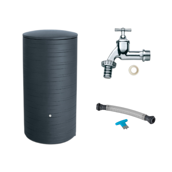 Regentonne Set Edge grau Kunststoff 280 L Fassungsvermögen Komplettset