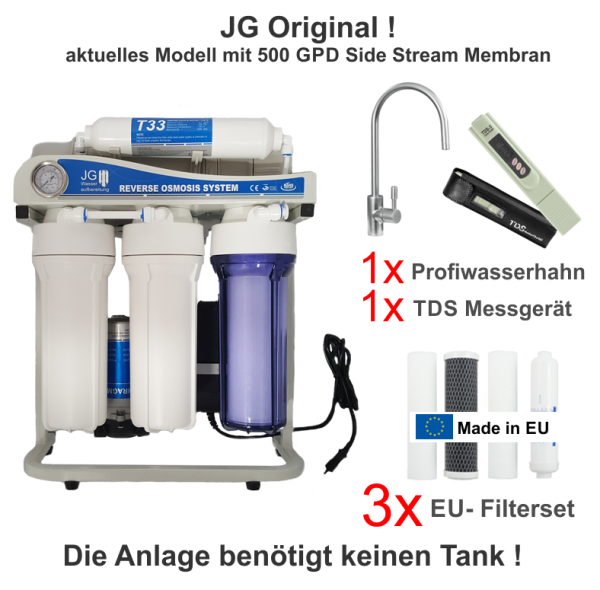 JG Side-Stream PROFI-Edition 500 GPD Umkehrosmoseanlage ohne Tank