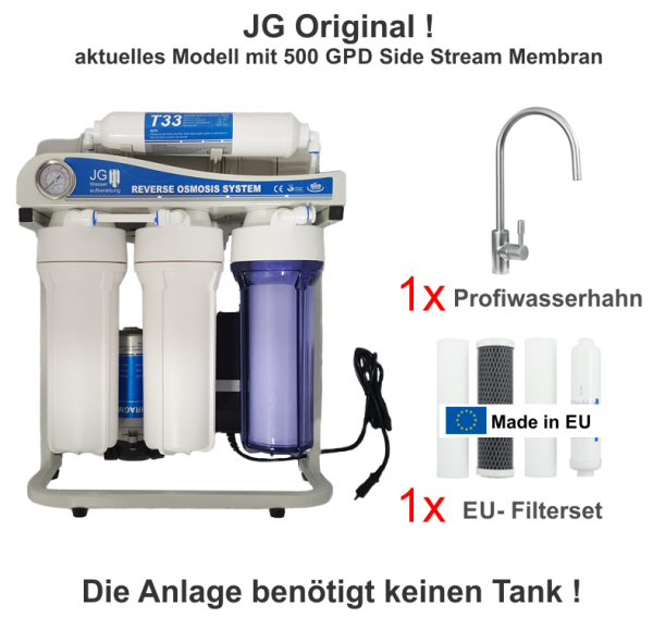 JG Side-Stream 500 GPD STANDARD-Edition Umkehrosmoseanlage ohne Tank
